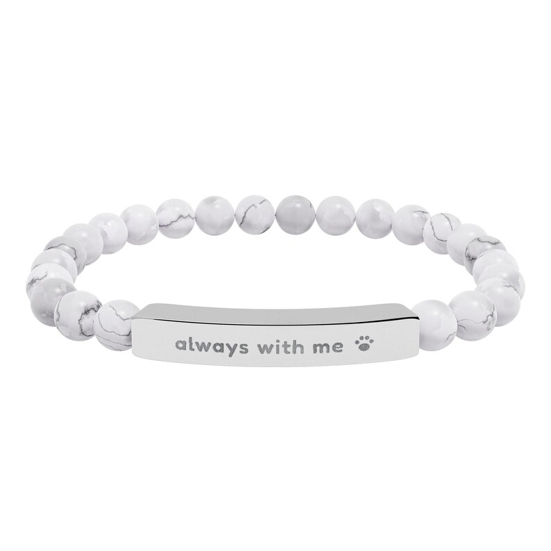 Pet Memorial Bracelet, Always With Me Engraved Stone Bracelet, Pet Loss Gift, Sympathy Gift for Dog or Cat Loss image 2