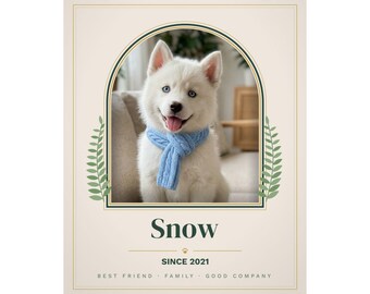 Custom Pet Portrait from Photo, Personalized Dog Portrait with Name, Cat Portrait Print, Pet Memorial Gift, Dog Mom Gift, Arch Pet Poster