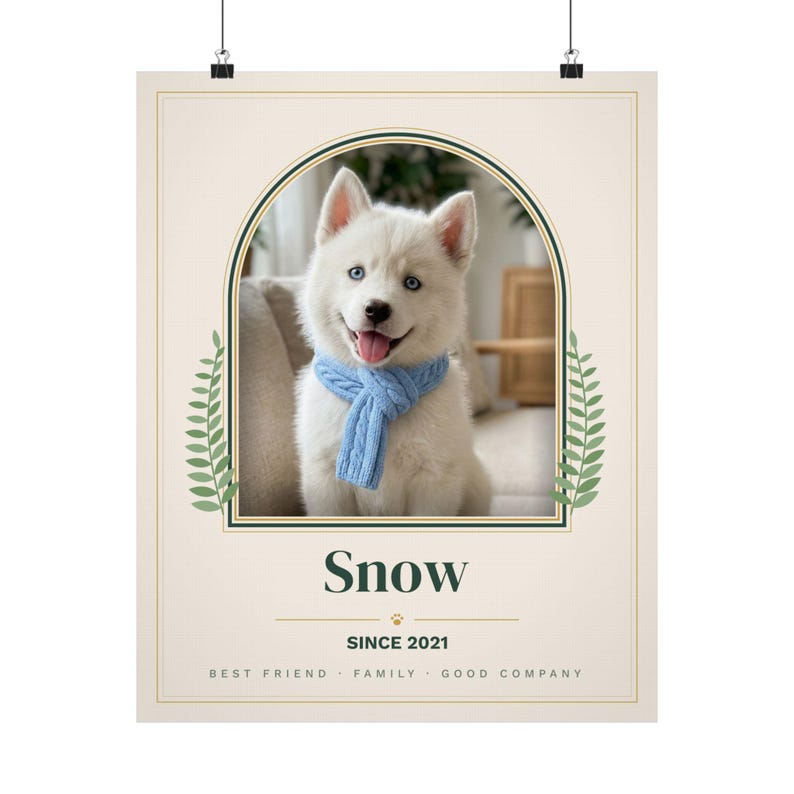Custom Pet Portrait from Photo, Personalized Dog Portrait with Name, Cat Portrait Print, Pet Memorial Gift, Dog Mom Gift, Arch Pet Poster 画像 1