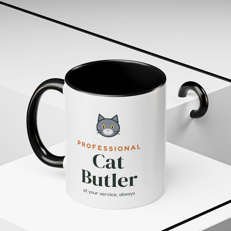 Professional Cat Butler Mug, Funny Cat Lover Coffee Mug, Cat Owner Gift, Cat Mom Cat Dad Cup image 6
