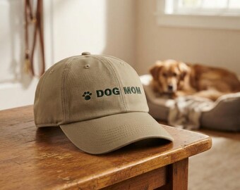 Dog Mom Hat, Embroidered Dog Mom Dad Cap, Dog Lover Gift, Paw Print Baseball Cap, Gift for Dog Owner