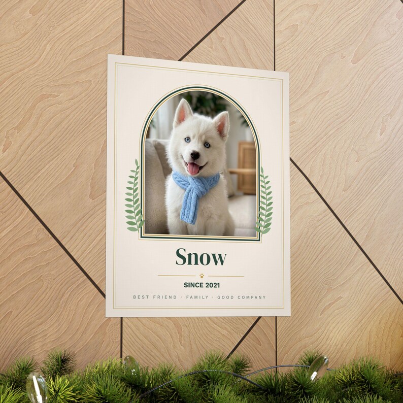 Custom Pet Portrait from Photo, Personalized Dog Portrait with Name, Cat Portrait Print, Pet Memorial Gift, Dog Mom Gift, Arch Pet Poster 画像 5