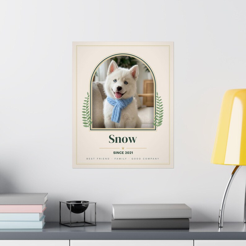 Custom Pet Portrait from Photo, Personalized Dog Portrait with Name, Cat Portrait Print, Pet Memorial Gift, Dog Mom Gift, Arch Pet Poster 画像 8