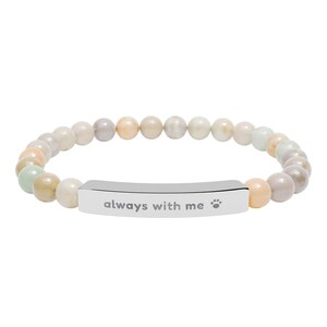 Pet Memorial Bracelet, Always With Me Engraved Stone Bracelet, Pet Loss Gift, Sympathy Gift for Dog or Cat Loss image 1