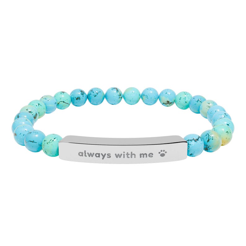 Pet Memorial Bracelet, Always With Me Engraved Stone Bracelet, Pet Loss Gift, Sympathy Gift for Dog or Cat Loss image 7