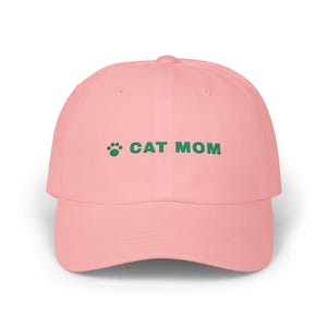 Cat Mom Hat, Embroidered Cat Mom Dad Cap, Cat Lover Gift, Paw Print Baseball Cap, Gift for Cat Owner image 1