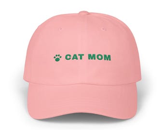 Cat Mom Hat, Embroidered Cat Mom Dad Cap, Cat Lover Gift, Paw Print Baseball Cap, Gift for Cat Owner