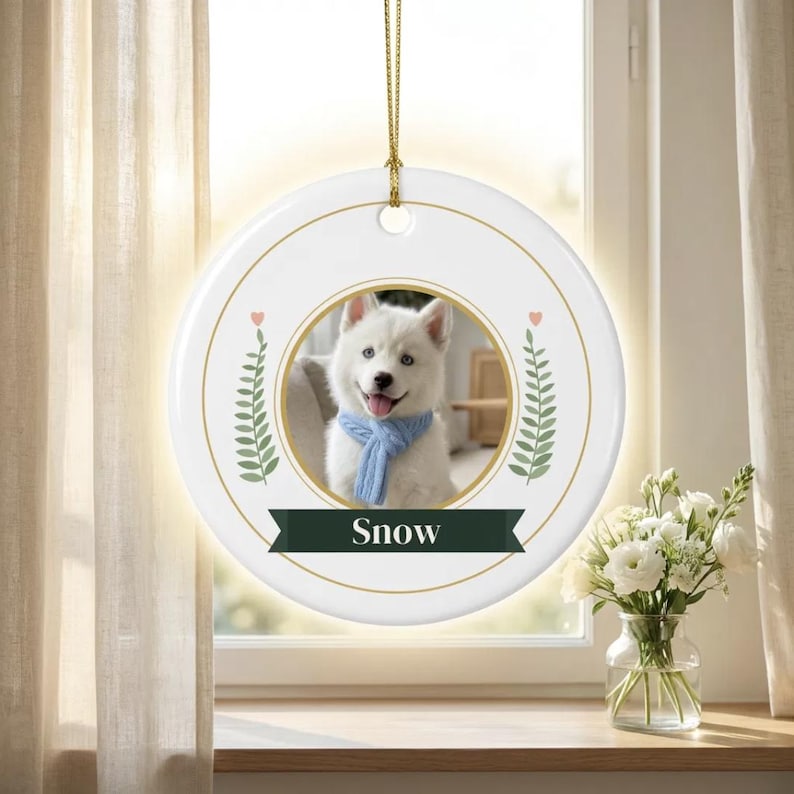 Enfeite Memorial para Animais de Estimação com Foto, Presente Personalizado em Memória de Cães, Enfeite para Perda de Gatos, Presente de Condolências para Animais de Estimação, Lembrança da Ponte do Arco-Íris imagem 1