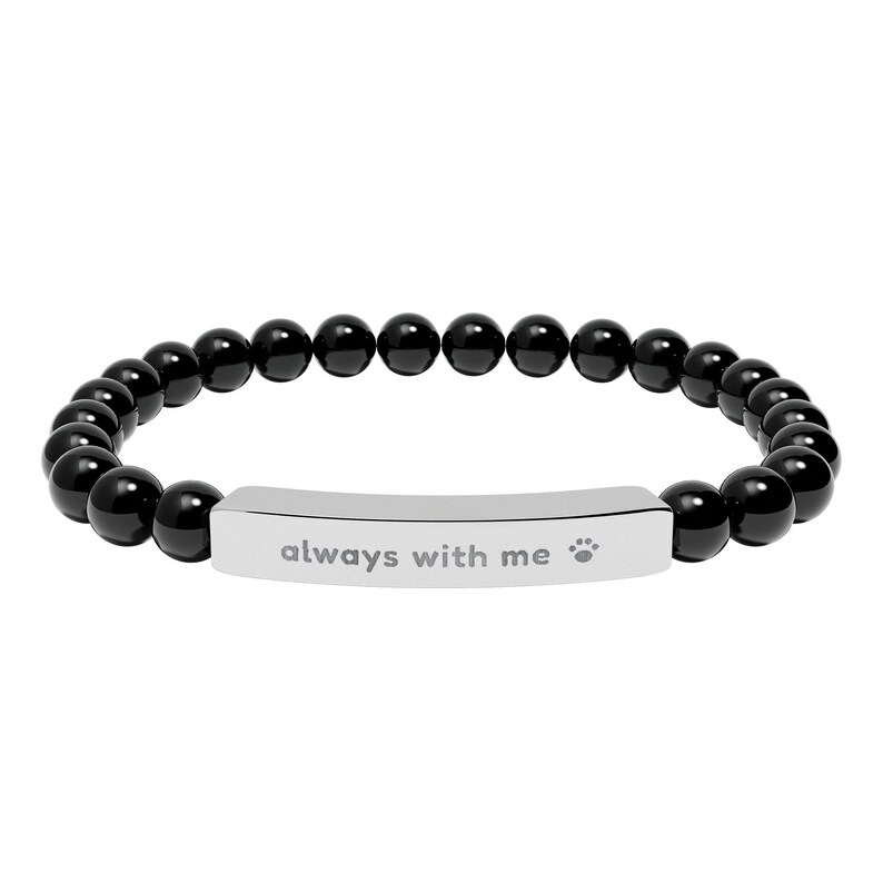 Pet Memorial Bracelet, Always With Me Engraved Stone Bracelet, Pet Loss Gift, Sympathy Gift for Dog or Cat Loss image 3