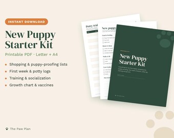 New Puppy Checklist Printable, Puppy Starter Kit, Potty Training Log, Puppy Schedule, Training Tracker, Growth Chart, New Puppy Gift PDF