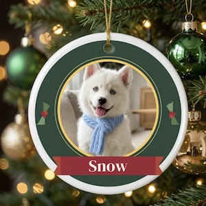 Personalisierter Weihnachtsbaumschmuck mit Haustierfoto, Hunde-Weihnachtsbaumschmuck mit Namen, Katzen-Weihnachtsbaumschmuck mit Foto, Haustier-Weihnachtsbaumschmuck 2026, Weihnachtsgeschenk für Hundebesitzerinnen Bild 1