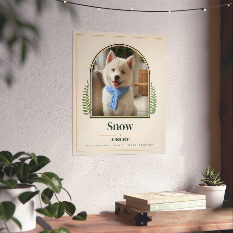 Custom Pet Portrait from Photo, Personalized Dog Portrait with Name, Cat Portrait Print, Pet Memorial Gift, Dog Mom Gift, Arch Pet Poster 画像 6