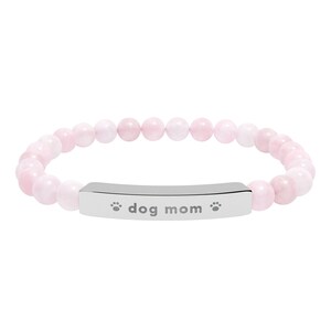 Dog Mom Bracelet, Engraved Natural Stone Bead Bracelet, Dog Lover Gift for Her, Paw Print Jewelry image 5