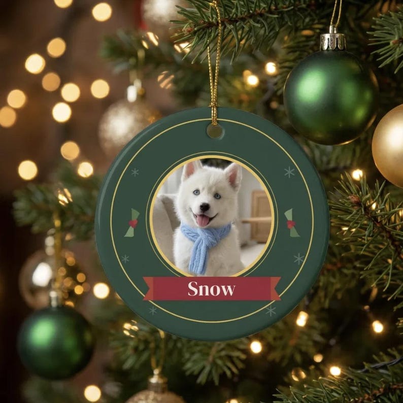 Personalisierter Weihnachtsbaumschmuck mit Haustierfoto, Hunde-Weihnachtsbaumschmuck mit Namen, Katzen-Weihnachtsbaumschmuck mit Foto, Haustier-Weihnachtsbaumschmuck 2026, Weihnachtsgeschenk für Hundebesitzerinnen Bild 2