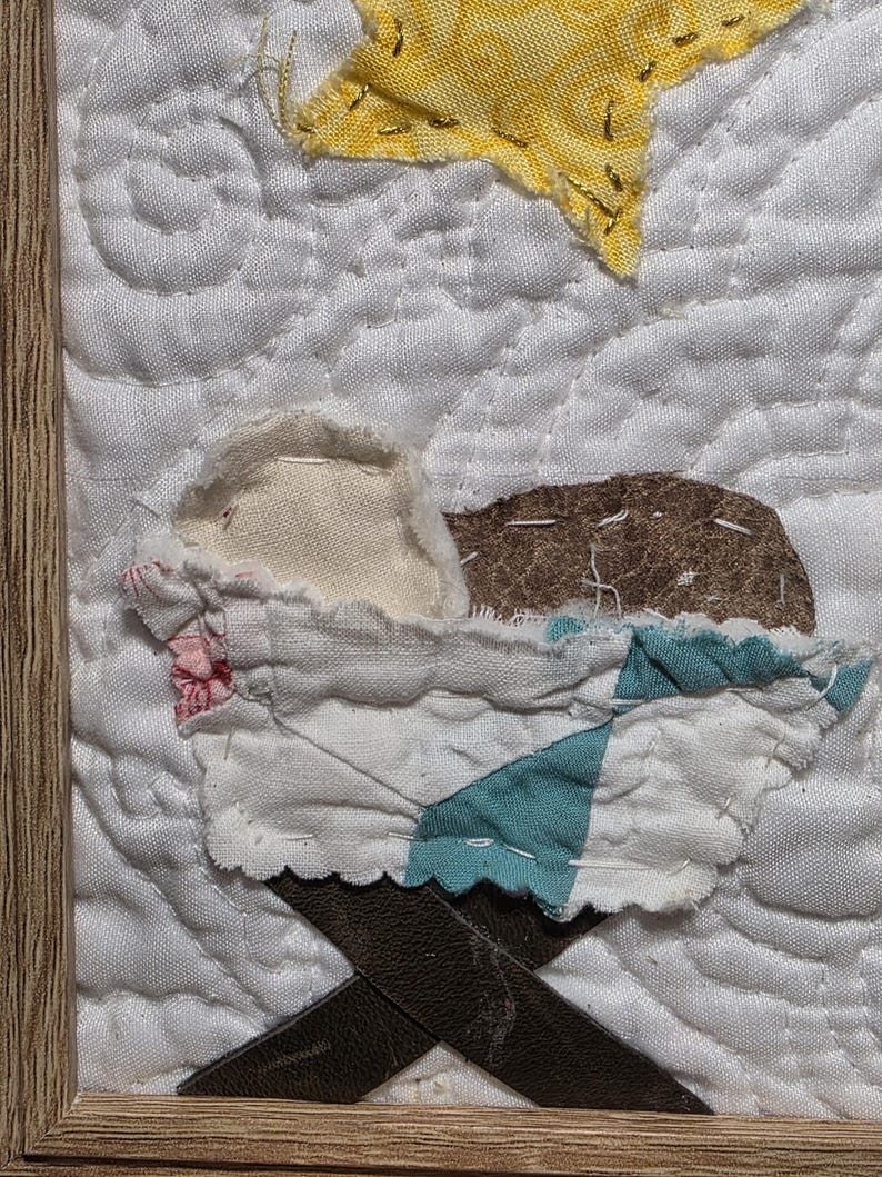 Rustic Nativity Background Handmade Nativity Framed Manger Art | Vintage Quilt Fabric | Rustic ...