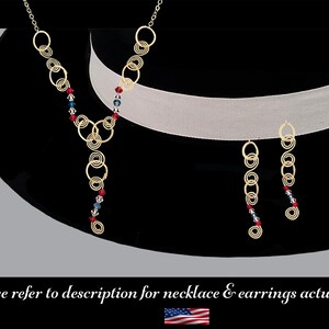 Handmade Gold Swarovski Crystal Necklace & Earrings #33