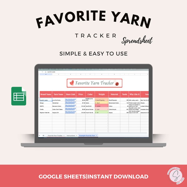 Yarn Inventory Template Etsy