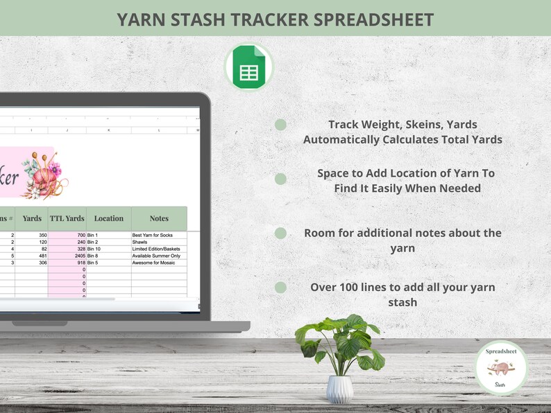 Soft Pastel Yarn Stash Tracker/yarn Inventory Spreadsheet for Etsy