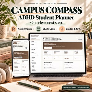 Aplikacja HTML do planowania nauki dla uczniów z ADHD, panel akademicki i monitor skupienia, interaktywny organizer do nauki offline o niskiej stymulacji