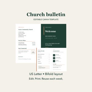 Vorlage für einen modernen Gemeindebrief: Bearbeitbares Canva-Programm, US-Letter-Format