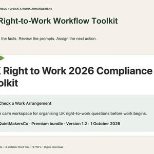 UK Right-to-Work HR Toolkit | Notion Workflow, 11 Examples & Editable Word Documents