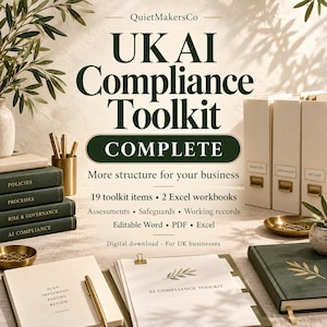 UK AI Compliance Complete Toolkit | Editable Policies, DPIA, Risk Register and Safeguards