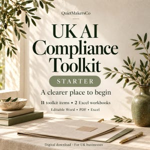 UK AI Compliance Starter Toolkit | Editable Policy Templates, Excel Risk Register and Training