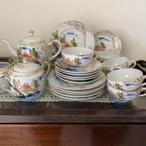 Vintage Japanese tea set for 6 - RARE
