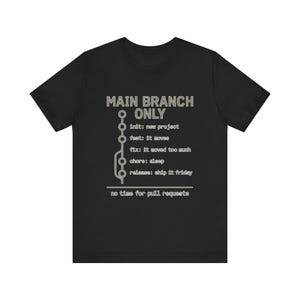 Main Branch Only - Git Commit Tee for Solo Game Devs - Monospace Developer Gift Shirt
