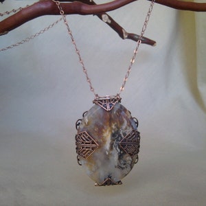 Marbled Agate Filigree-Wrapped Necklace