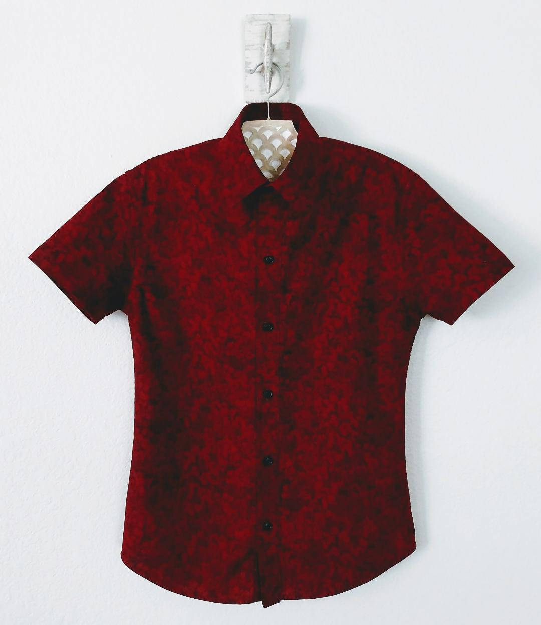 strapless open back dress Noirrosa-Jade Black And Milano Red Floral Casual Prints Premium Cotton Shirt  For Men