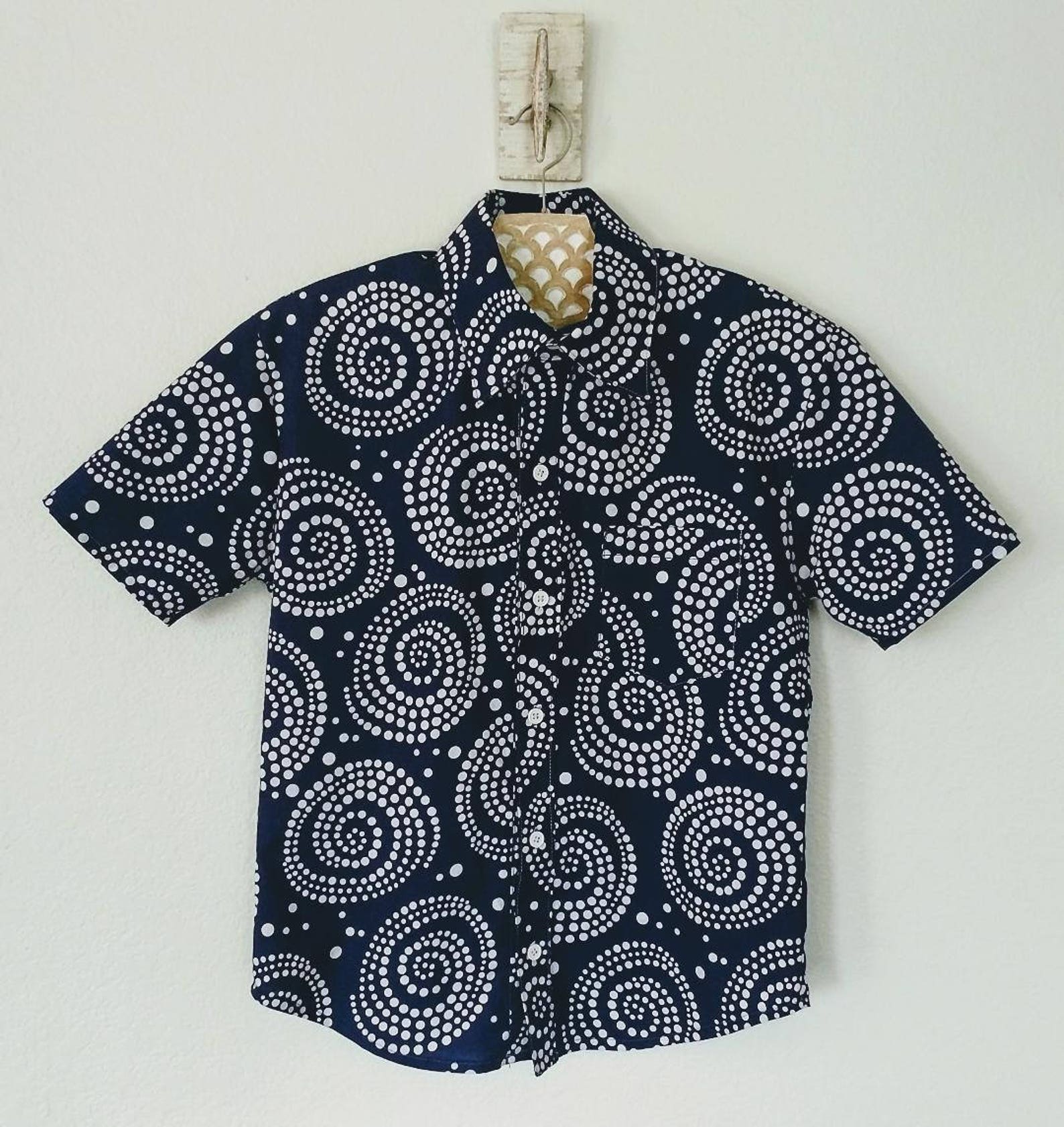 Navy Blue Button Down Shirt Etsy