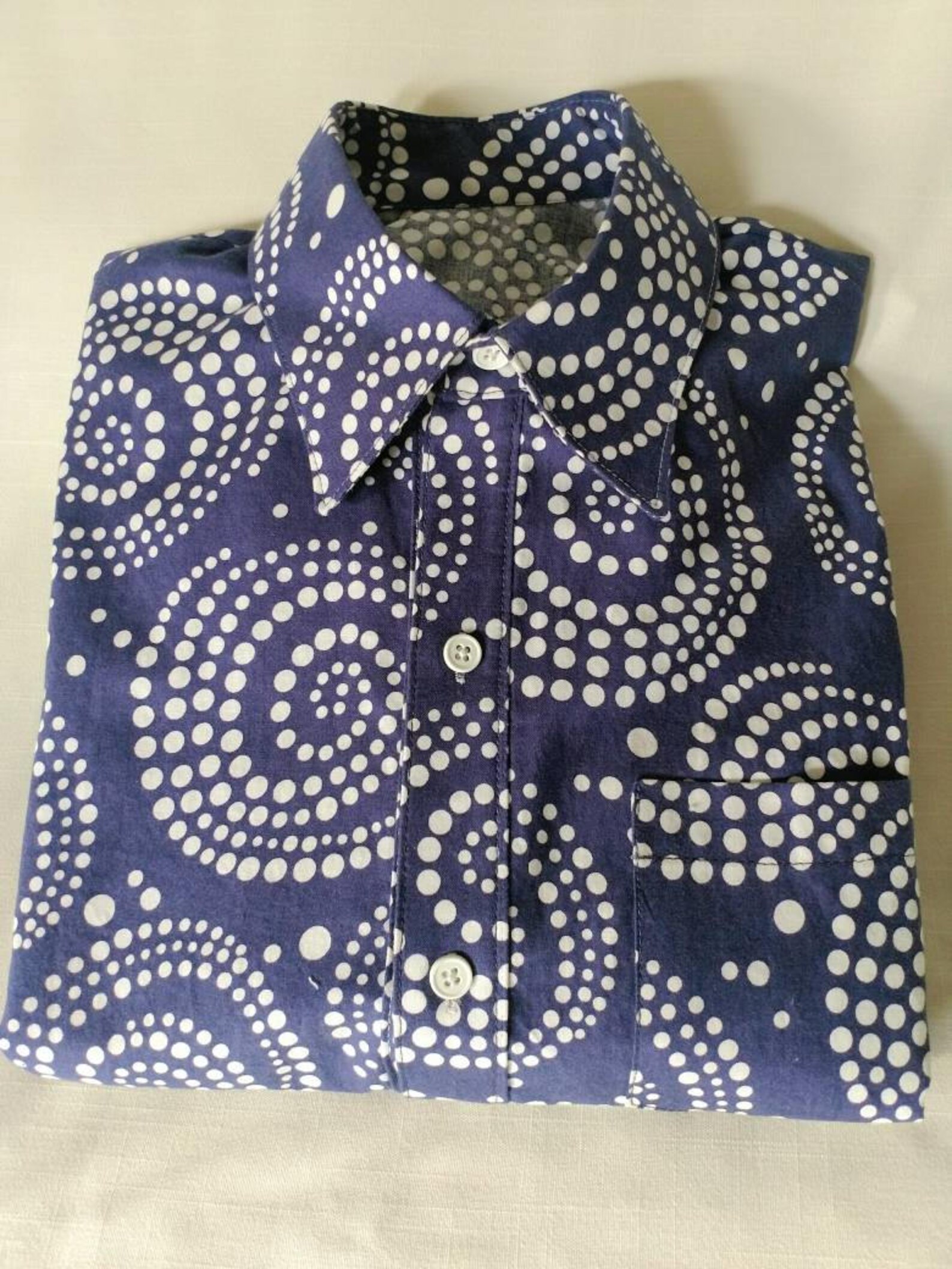 Navy Blue Button Down Shirt Etsy