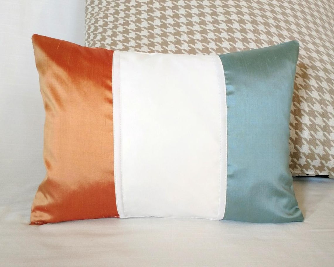 12x16 Color Block Pillow Cover Silk Zippered Pillow Cover Etsy