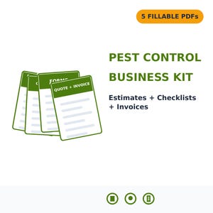Editable Pest Control Estimate Template | Fillable Invoice, Exterminator Quote, Contract & Work Order Forms PDF
