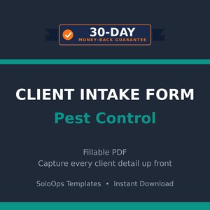 Client Intake Form Template | Pest Control Customer Information Sheet, Editable PDF
