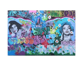 Urban Graffiti Wall Street Art, Amy Winehouse and Beyonce - Photograph on Canvas