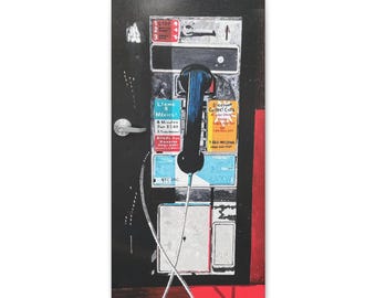 Urban Graffiti Street Art, Vintage Payphone - Photograph on Canvas