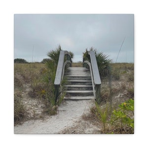 Bridge on the Grassy Beach, Florida Art - Photograph on Canvas