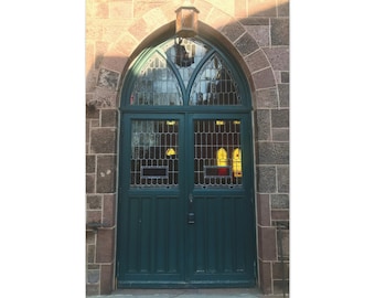 Historic Green Doors with Stained Glass Art, Rutgers University - Photograph on Canvas