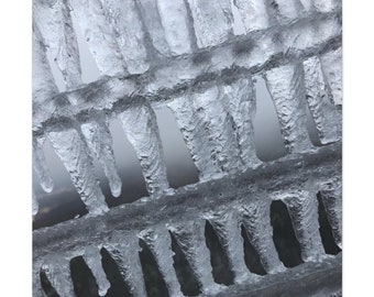 Winter Ice Drops Frozen in Time, Industrial Art - Photograph on Canvas