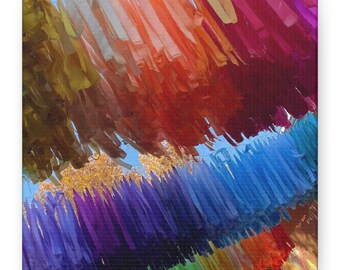 Colorful Rainbow Ribbons Blowing in the Wind - Photograph on Canvas