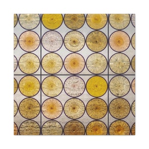 Arte de círculos de vidrieras amarillas - Fotografía arquitectónica sobre lienzo