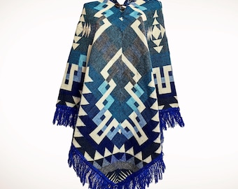 Alpackaullponcho Unisex V-formad Andinskt mönster En storlek Handgjord Peru