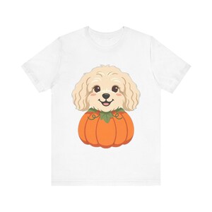Maglietta di Halloween con Cavapoo e zucca, maglietta autunnale per amanti dei cani, regalo per la stagione spettrale