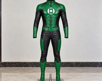 Green Lantern Cosplay Kostuum Volwassen Superheldenuniform Groen Zwart Jumpsuit Lantaarn Symbool Outfit Comic Con Feestkleding