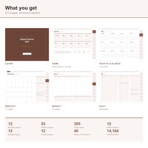 2027 Digital Planner for GoodNotes, Hyperlinked All-in-One iPad Planner 2027, Daily Weekly Monthly, Notability, 514 Pages, Minimalist image 2