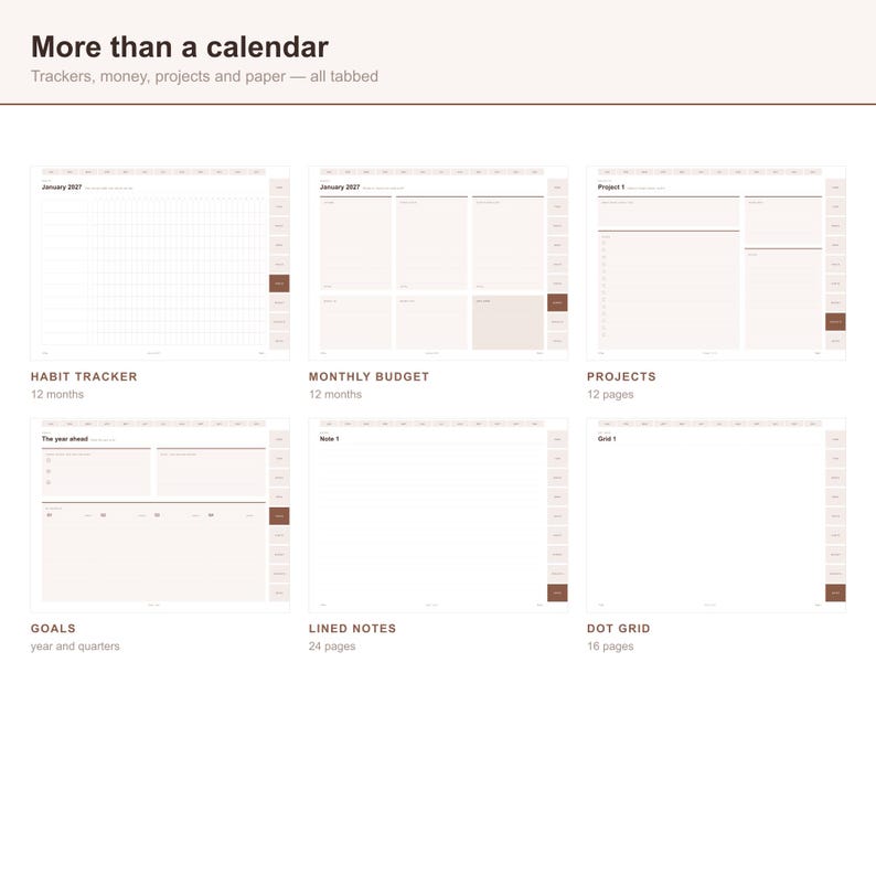 2027 Digital Planner for GoodNotes, Hyperlinked All-in-One iPad Planner 2027, Daily Weekly Monthly, Notability, 514 Pages, Minimalist image 7