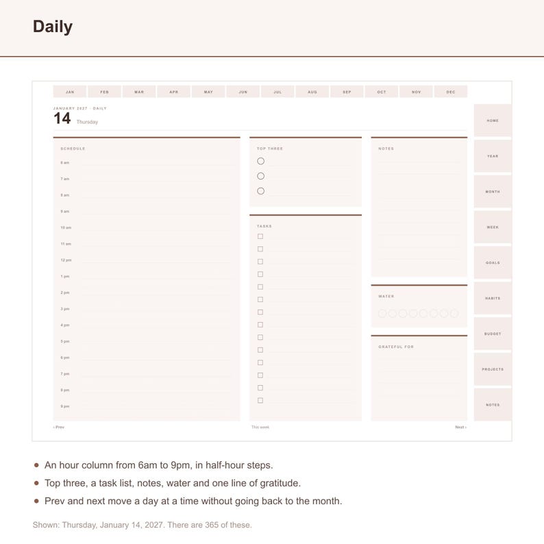 2027 Digital Planner for GoodNotes, Hyperlinked All-in-One iPad Planner 2027, Daily Weekly Monthly, Notability, 514 Pages, Minimalist image 4