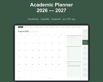 Academic Digital Planner 2026-2027 for GoodNotes, Hyperlinked Student Planner, iPad Notability Planner, Daily Weekly Monthly, 514 Pages